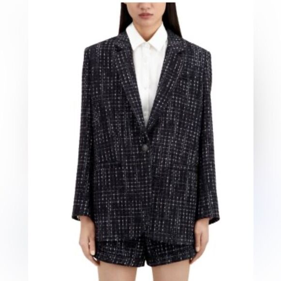 $595 The Kooples Black and white tweed blazer NWT - Picture 6 of 12